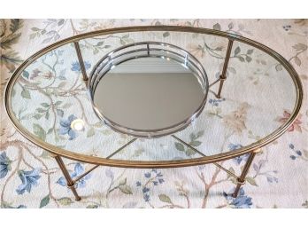 Simple Glass Coffee Table With Gold Painted Legs And Accents 48x30x18'