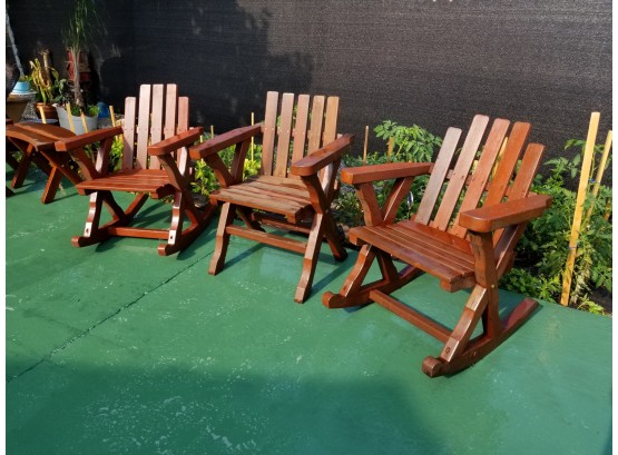 Vintage Wood Outdoor Chairs,  2 Rockers