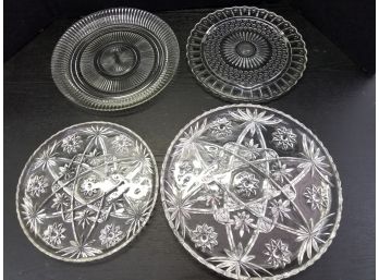 Vintage Etched Glass Serving Platters