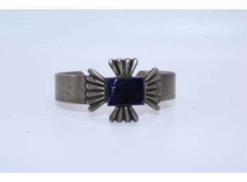 Vintage Sterling Cuff Bracelet With Lapis Stone, 25.5g