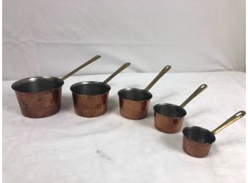 1960s Mid Century Modern Copper And Brass Measuring Cups - 5 Pieces