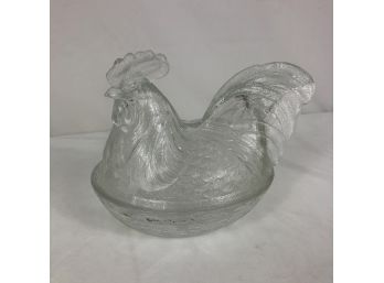 Vintage Pressed Glass Chicken Candy Dish