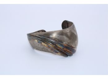 Antique Sterling Cuff Bracelet With Beautiful Patina, 36.5g