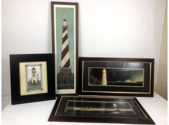 Lot Of 4 Nautical Lighthouse Prints