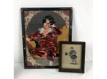 Vintage Needle Point Framed Art - 2 Pieces