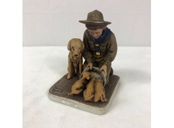 1981 Norman Rockwell 'good Friends' Boy Scouts Of America Porcelain Figurine, Dave Grossman Designs