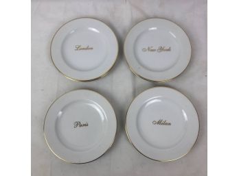 Set Of 8 Alexandra Meredith Appetizer Plates - London, New York, Paris, Milan