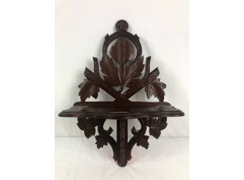 Antique Hand Carved Display Shelf With Maple Leaf Motif