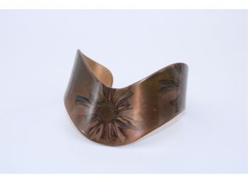 Vintage Enameled Copper Cuff Bracelet, 59g