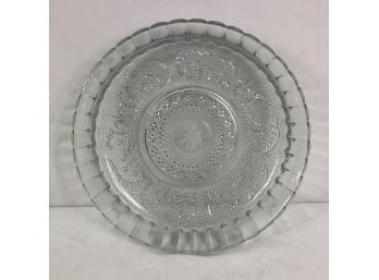 Vintage Kig-indonesia Detailed Pressed Glass Dish, 11.75'