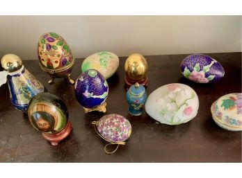 Lot Of Decorative Eggs & Small Jars (10 Pieces)