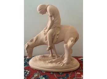 Sculpture Of Native American On Horse