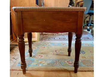 Small Wooden Foot Stool With Plaid Fabric Top