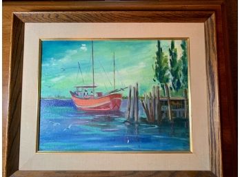 Painting Of Boat And Dock