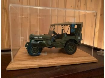 Model Army Jeep With Display Case