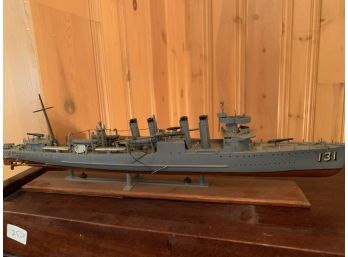 Plastic Model Ship W/ Wooden Stand