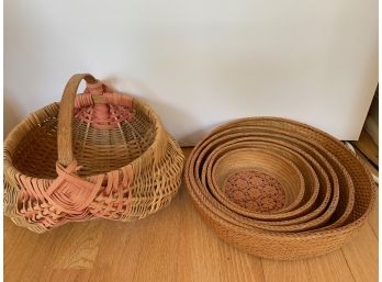 Assorted Wicker Baskets (Lot Of 7 Pieces)