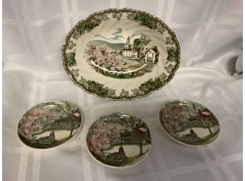 Johnson Bros. Serving Bowl And Coasters