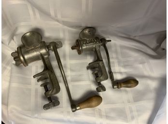 Pair Of Vintage Meat Grinders