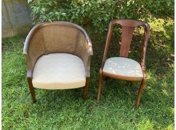 Pair Of Hardwood Chairs With Matching Upholstery