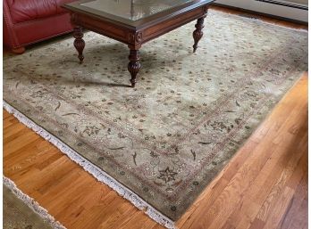 (1 Of 2) Wool Pile Oriental Fringed Area Rug Taj Mahal Collection Made In India