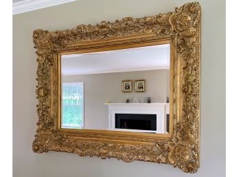 Very Large Ornate Gold Gilt Victorian Inspired Carved Accent Mirror