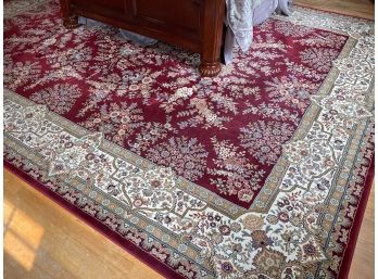 Dark Red And Multi Full Room Area Rug Low Pile Oriental With Contrasting Border