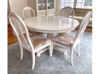 Ethan Allen Swedish Home Farmhouse Inspired Pedestal Dining Table And Seating For 4