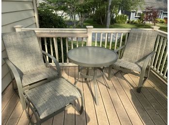 Patio Set Four Pieces  Bistro Table Pair Of Chairs And Ottoman