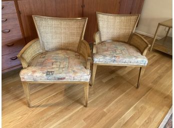 MCM Pair Of Woven Caned Back Side Chairs