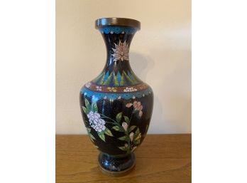 Vintage Enameled Asian  Brass Vase