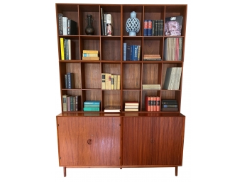 MCM John Stuart Made In Denmark Teak Wood Server/Credenza With Display Cubbies Dovetail Details