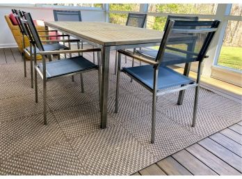 Teak And Steel Outdoor Table & Chairs