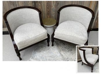 Pair Of Chairs - Wood Frame With Contemporary Woven Fabric