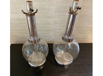 Pair Of Vintage Bubble Glass Lamps