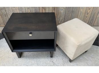 Performance Suede Cube And Side Table With Drawer And Satin Nickel Hardware