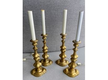 Set Of 4 Vintage Candlestick Lamps