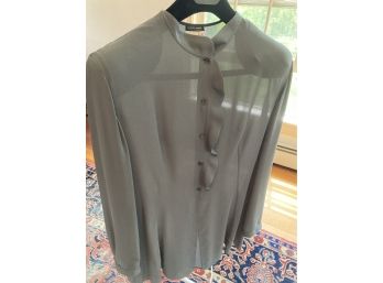 Giorgio Armani Blouse In Grey With Rifle Front Size 46