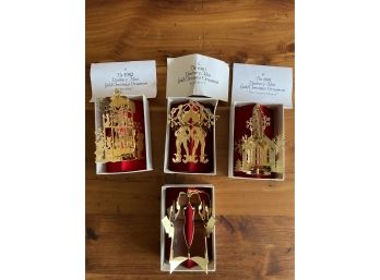 The Danbury Mint Gold Christmas Ornaments (set Of 4)