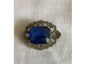 Beautiful Brooch With Sapphire Stone Pretty Pin