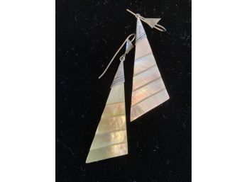 Pair Of Mother Of Pearl With Silver Earrings