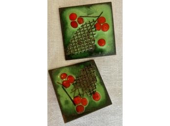 Vintage Hand Made Enamel Earrings