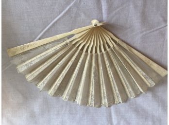 Antique Fan Ribs Could Be Bone Or Ivory With Lace