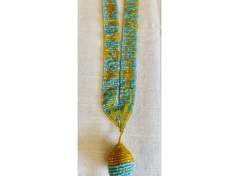 Antique Blue Seed Bead Necklace