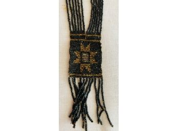 Antique Black And Gold Seed Bead Necklace