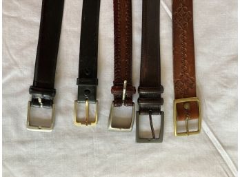 Group Of Leather Belts Mostly Size 34