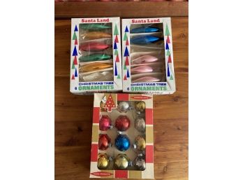 Lot #4 Glass Ornaments - Santa Land Skinny And American Made Round Balls