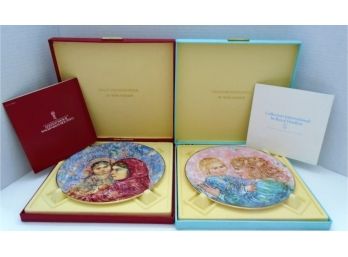 Pair Of Royal Doulton Edna Hibel Series Plates Lucia & Child Kathleen & Child