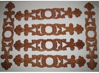 Lot Of 6 Art Nouveau Style Architectural Wooden Decorative Trim Pediments  For Crafts Furniture Mirror Repair