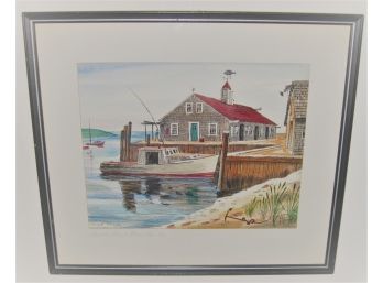 Listed Artist Robert Brooks Hand Painted Serigraph Chatham Fish Pier Cape Cod